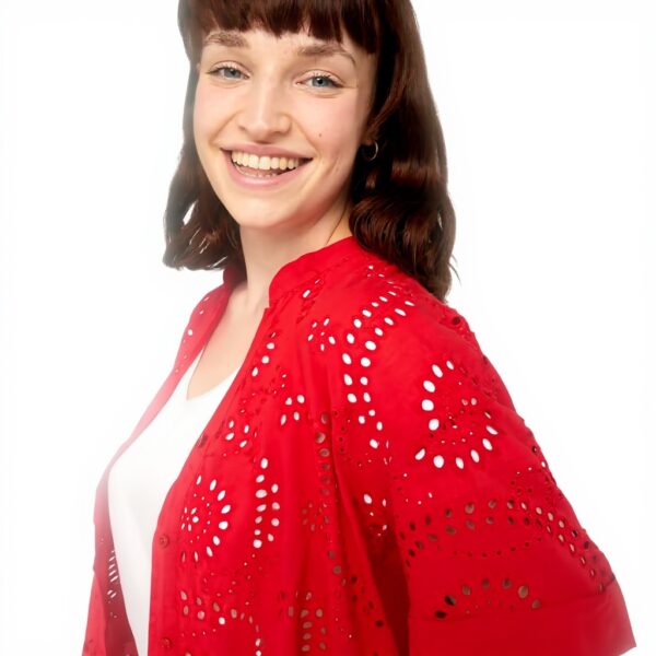 Fiorella Rubino Damen Broderie Anglaise Baumwollbluse Blau