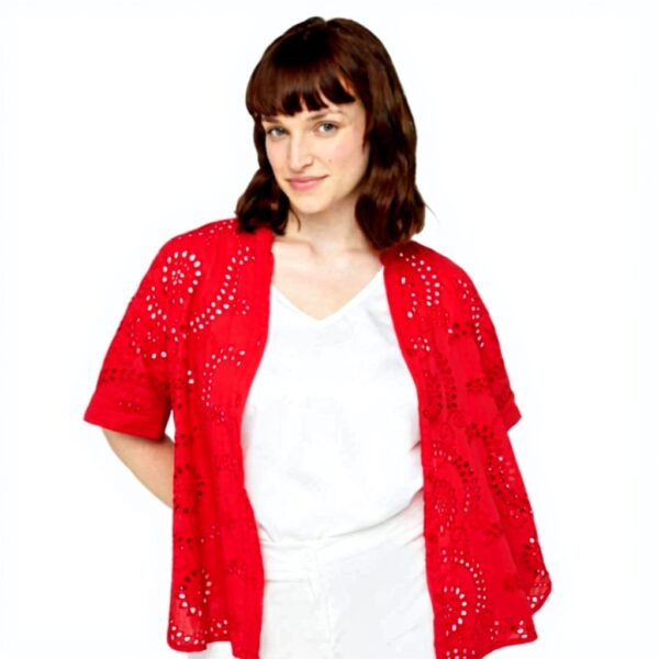 Fiorella Rubino Damen Broderie Anglaise Baumwollbluse Blau