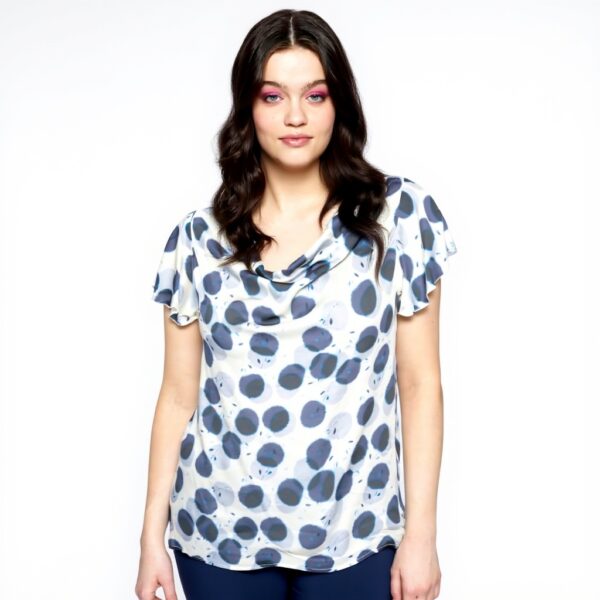 Fiorella Rubino Gepunktetes Top Blau Viskose-Satin Damen