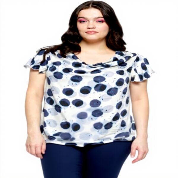 Fiorella Rubino Gepunktetes Top Blau Viskose-Satin Damen