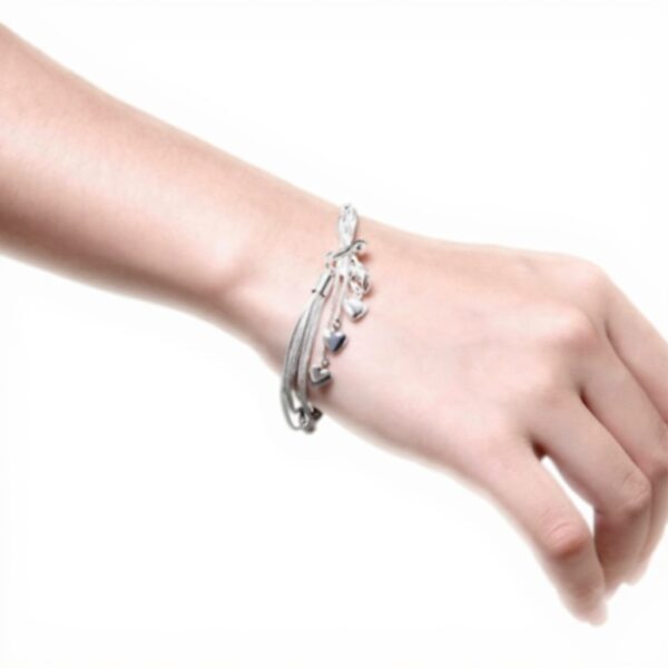 925 Sterling Silber Kette Armband Set Herz Charm stapelbar