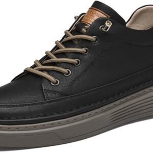 Asifn Herren Freizeitschuhe Leder atmungsaktiv bequem leicht-0