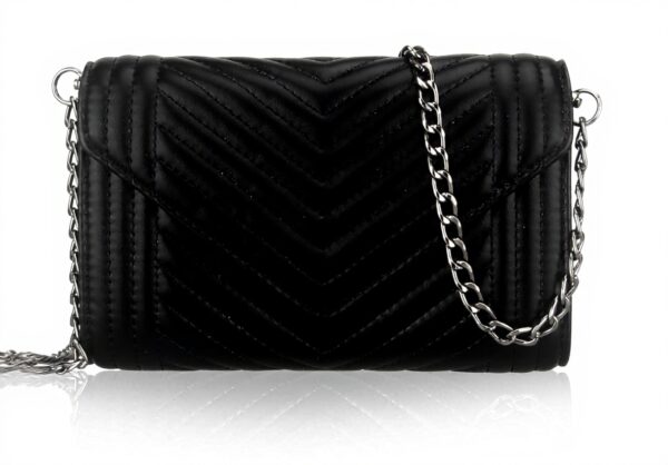 Schwarze Quilted Umhängetasche Voikukka Leder Damen