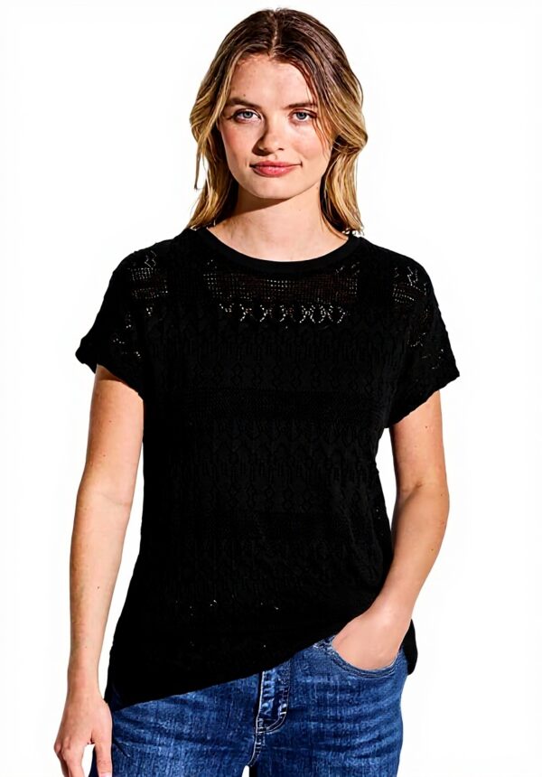 Damen Ajour T-Shirt Street One Sommerlich Dropped Shoulder