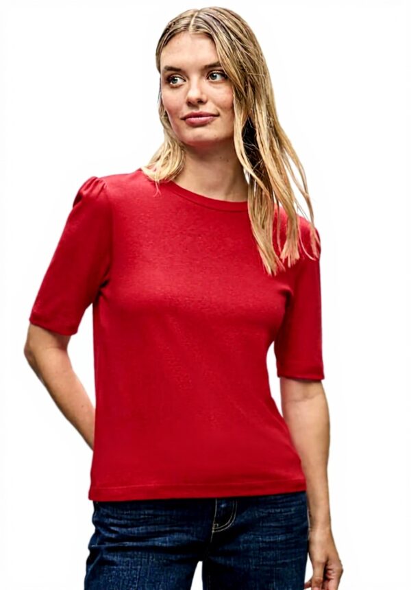 Damen Basic T-Shirt mit Raffung Street One Baumwollmodalmix