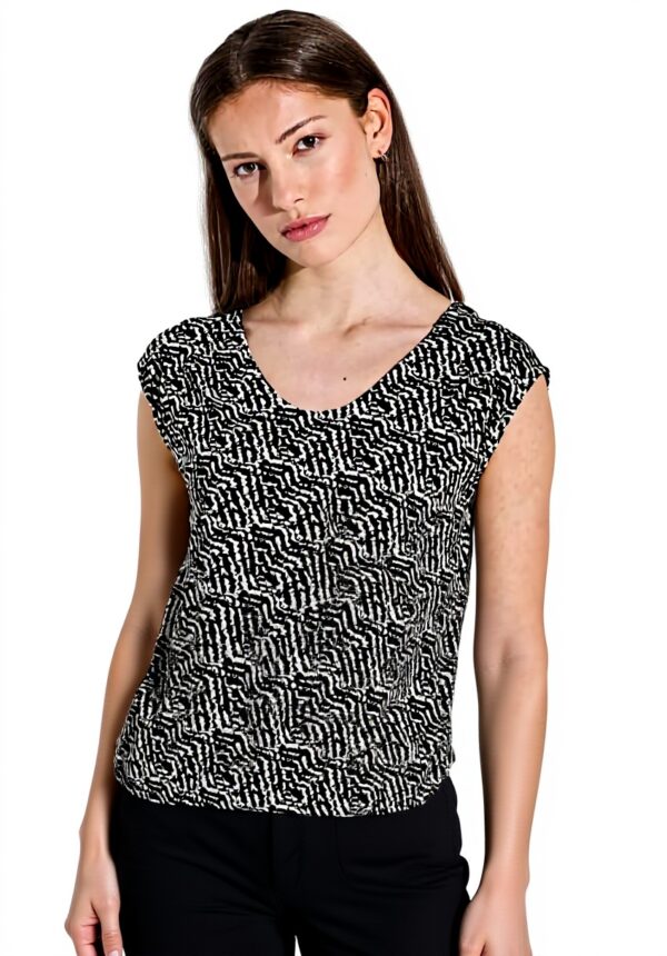 Damen Gemustertes Jersey-Shirt Street One Viskosemix Stretch