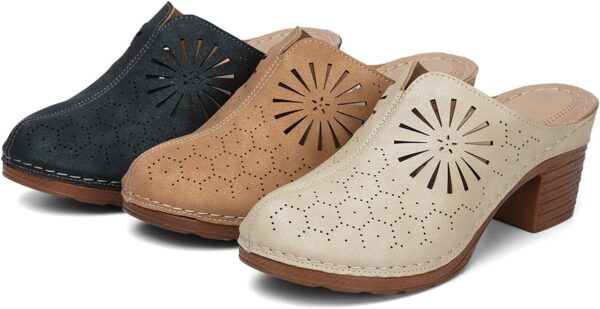 Damen Pantoletten Sandalen Absatz Atmungsaktiv Hausschlappen-4