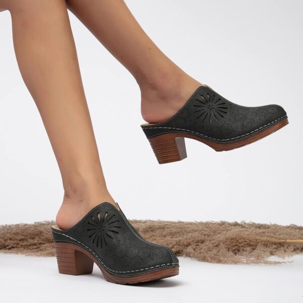 Damen Pantoletten Sandalen Absatz Atmungsaktiv Hausschlappen-5