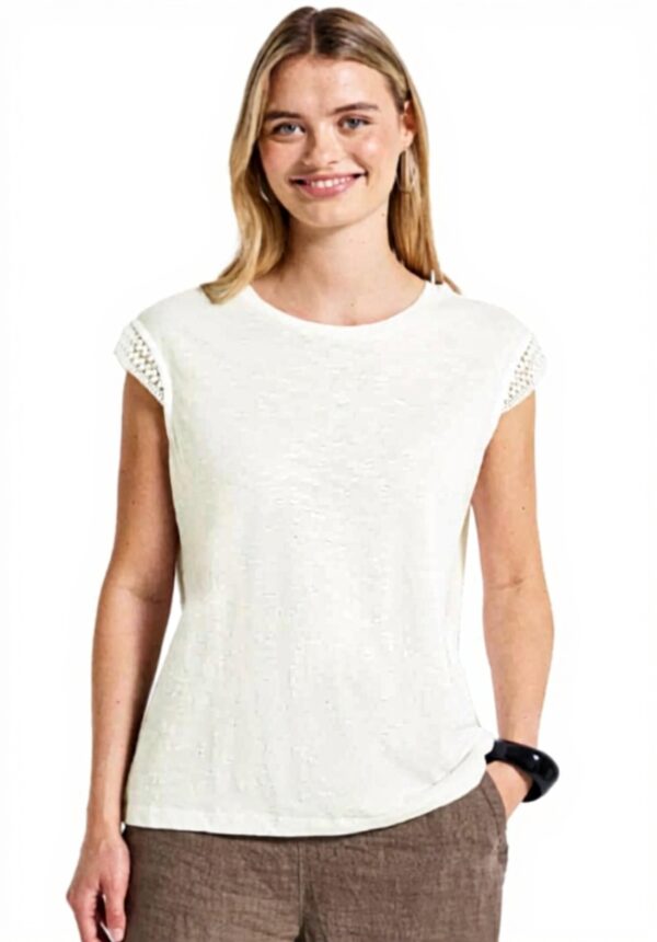 Damen Shirt mit Häkeldetails Street One T-Shirt Modal