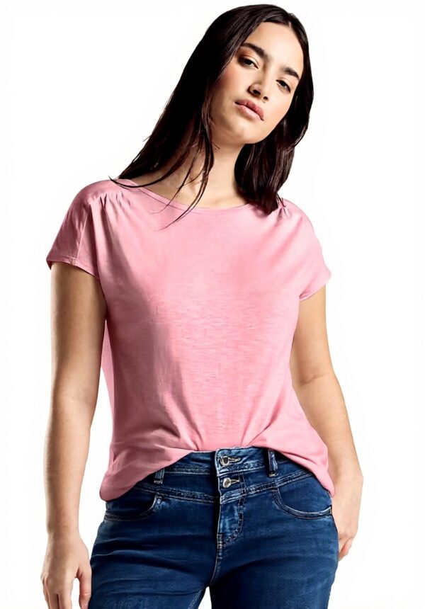 Damen T-Shirt mit Raffung STREET ONE Baumwoll-Modal