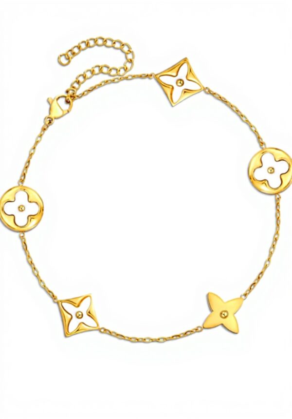 Elegantes Blüten Armband Damen S925 Sterling Silber Onyx