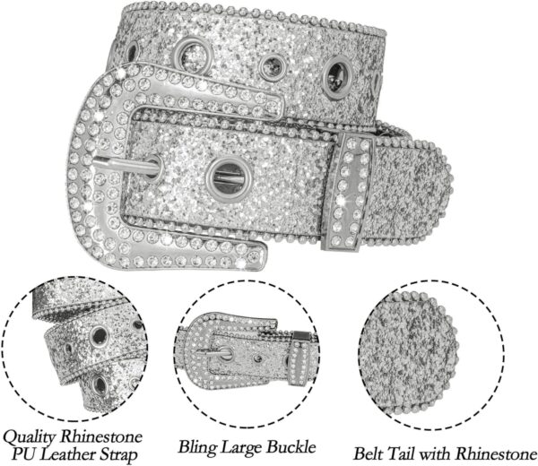 Eohak Damen Western Gürtel Strass Leder Jeans Accessoire-3
