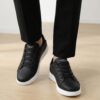 Herrenschuhe Sneaker Schwarz Premium Kunstleder Bequem-6