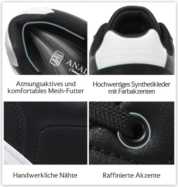 Herrenschuhe Sneaker Schwarz Premium Kunstleder Bequem-4