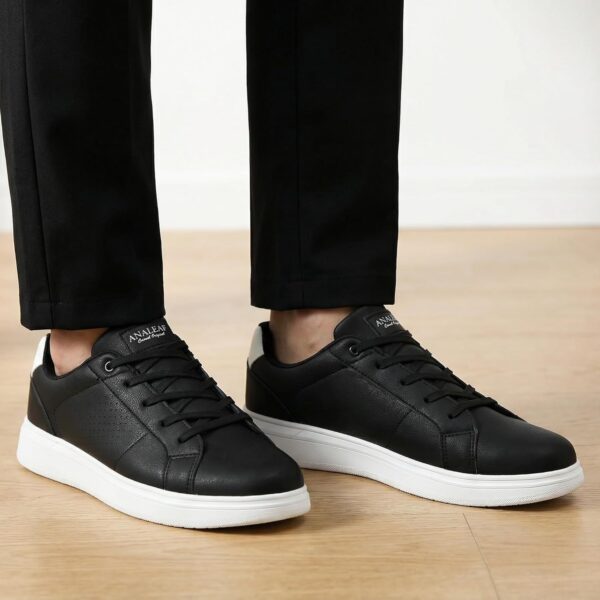 Herrenschuhe Sneaker Schwarz Premium Kunstleder Bequem-8