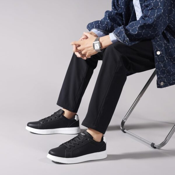 Herrenschuhe Sneaker Schwarz Premium Kunstleder Bequem-7