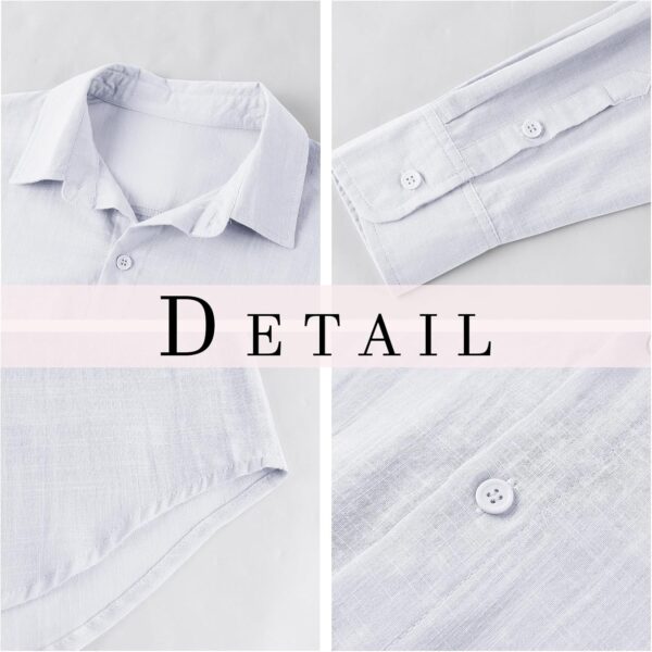 Runcati Leinenhemd Herren Langarm Business Freizeithemd-4