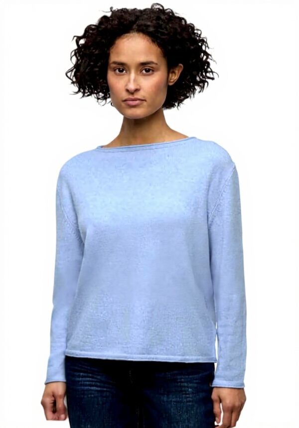 Street One Damen Pullover gerollter Saum Strick Langarm