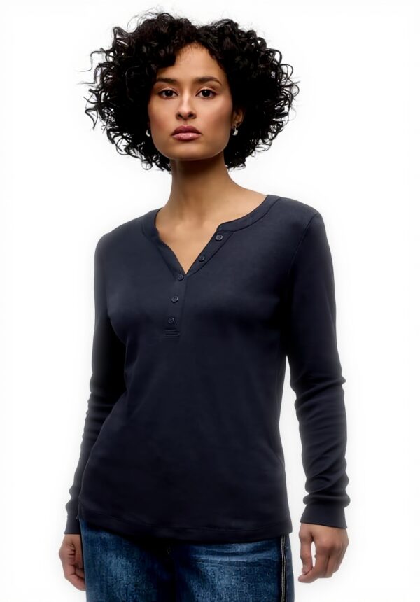 Street One Damen Bluse Jerseyshirt Casual Langarm Unifarbe