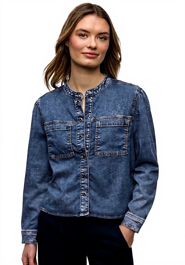 Street One Bluse Damen Jeansbluse mit Brusttaschen