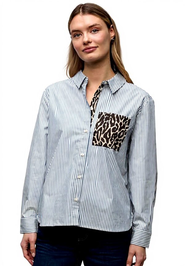 Street One Damen Bluse Gestreift Baumwolle Casual