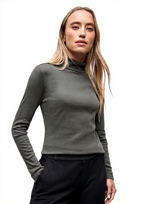 Street One Damen Basic Rollkragenshirt Gravel Grey Schwarz