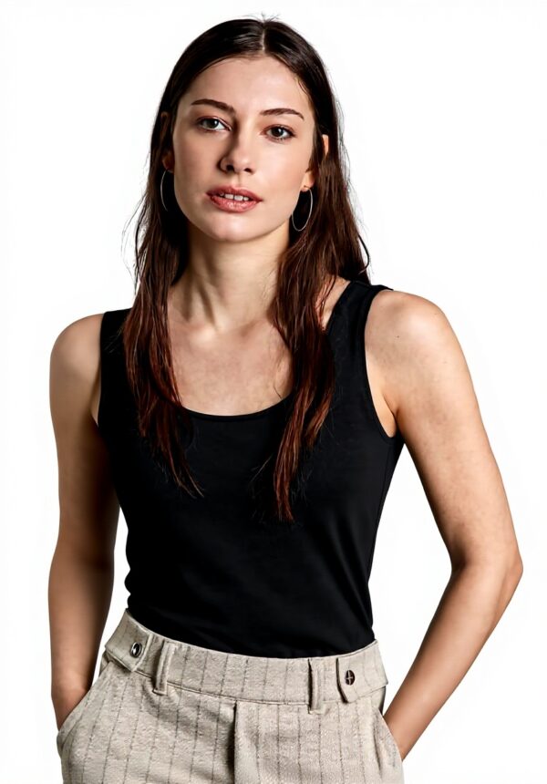 Street One Damen Basic Top Unifarbe Stretch Materialmix