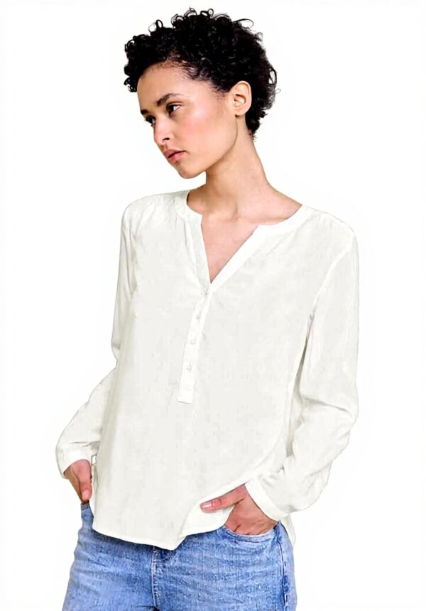 Street One Damen Bluse Unifarbe Viskose Rundhalsausschnitt