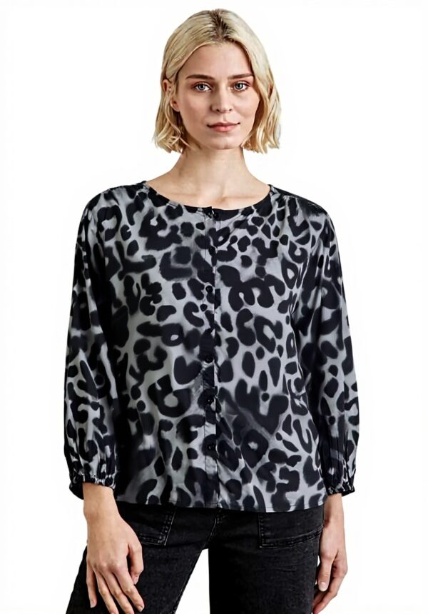 Damenbluse Street One Raffungen Viskose Rundhals