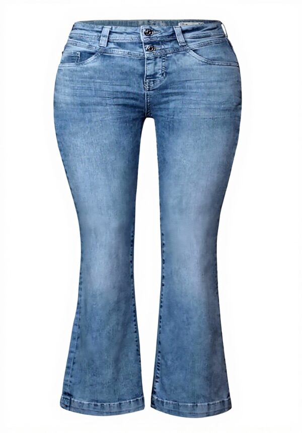 Street One Damen Bootcut Jeans Slim Fit Hellblau