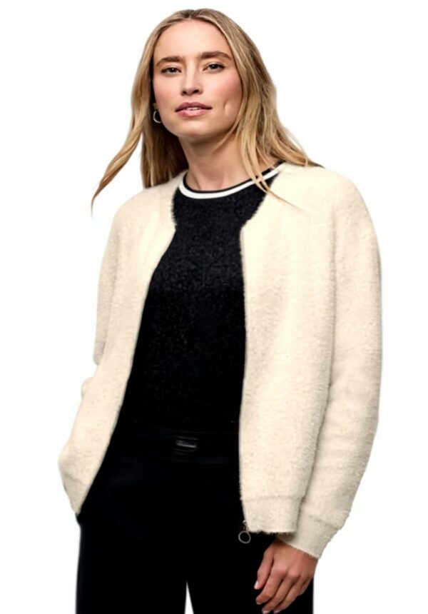 Street One Damen Strickjacke Blouson Look Soft Beige