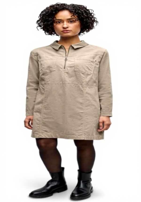 Street One Damen Cordkleid Zipper Hemdkragen Langarm