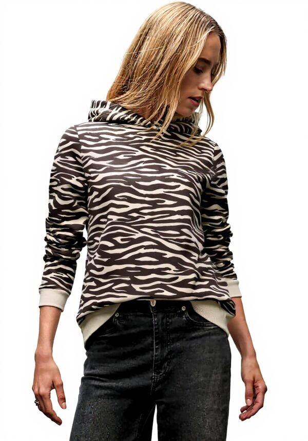 Street One Damen Hoodie Gemustert Kapuze Sweatshirt
