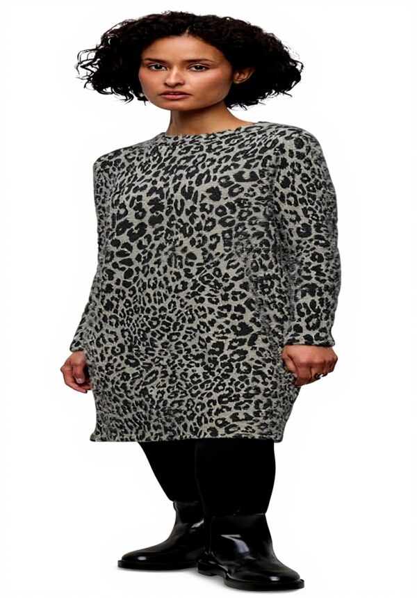 Street One Damen T-Shirtkleid Gemustert Federgarn Freizeit