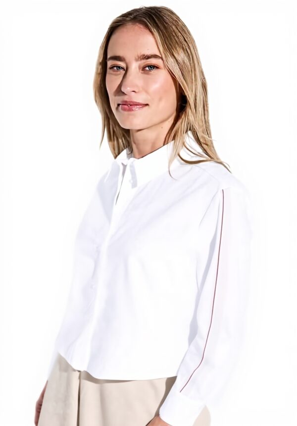 Street One Damenbluse Baumwolle Tapedetail Langarm