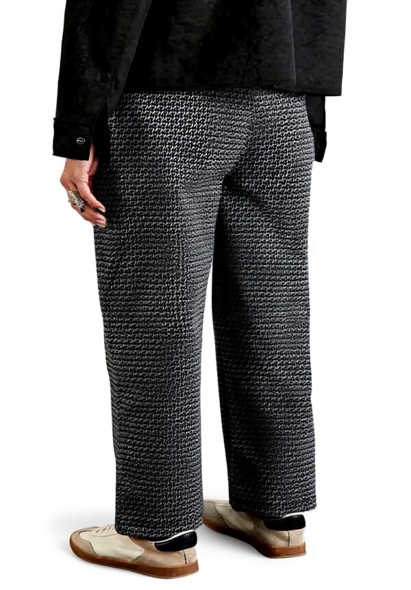 Street One Damen Jaquard-Hose Schwarz High Waist Stretch