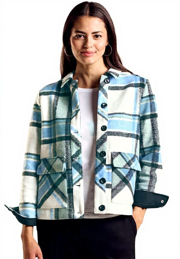 Street One Damen Jacke kariert Hemdkragen Taschen