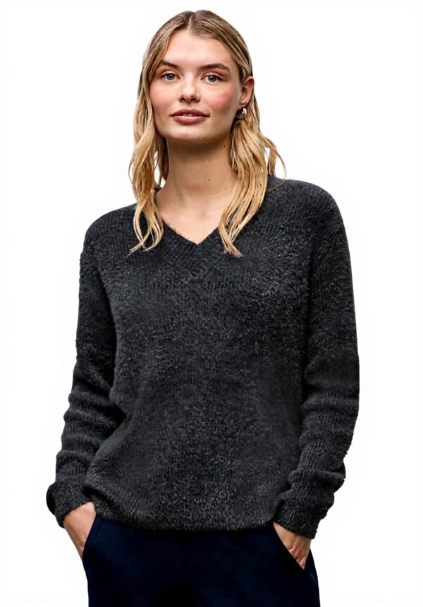 Street One Damen Pullover V-Ausschnitt kuschelig weich