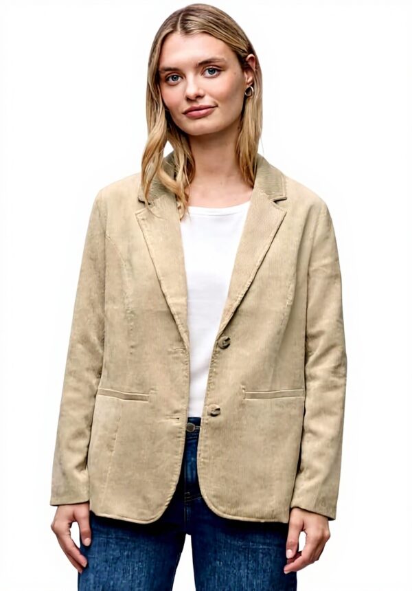 Street One Damen Blazer Cord Sanded Beige Langarm