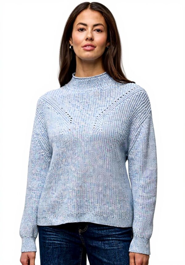 Street One Damen Pullover Mouline Baumwolle Turtleneck