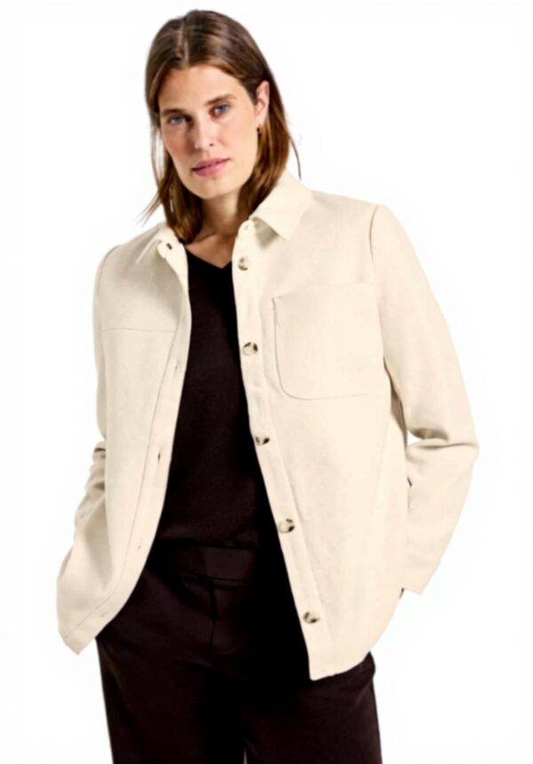 Street One Damen Overshirt Wolloptik Knopfleiste Pastel Sand