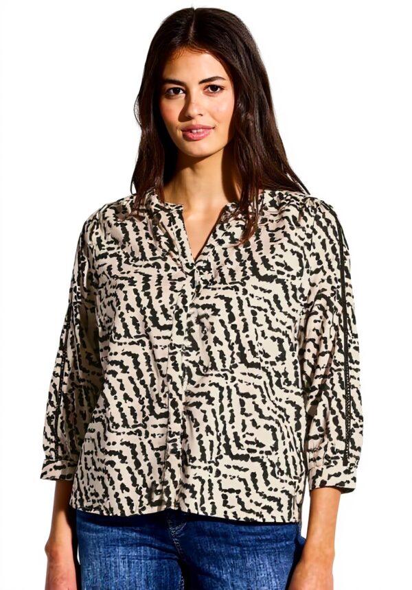 Street One Damenbluse Baumwolle Print Tapedetails