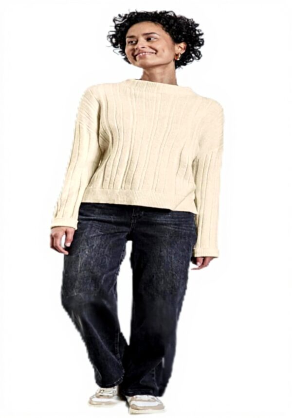 Street One Damen Pullover Rippstruktur Strick Soft Beige
