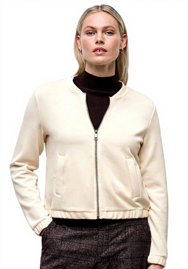 Street One Damen Jacke Seidig Blouson Soft Beige Schwarz