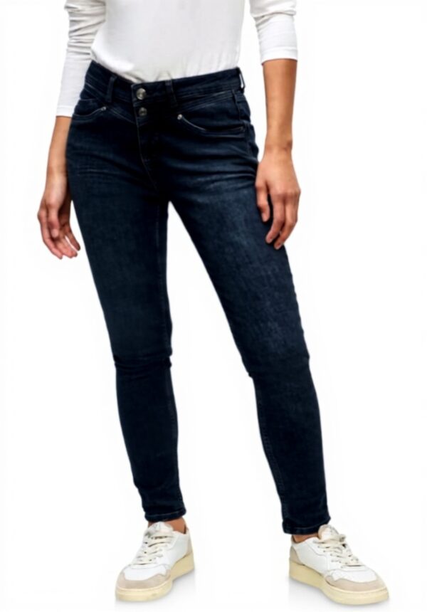 Street One Damen Slim Fit Jeans High Waist Schwarzblau