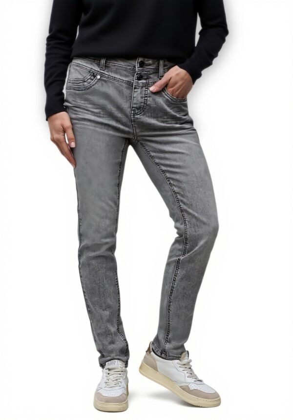 Street One Damen Slim Fit Jeans Mid Grey Washed