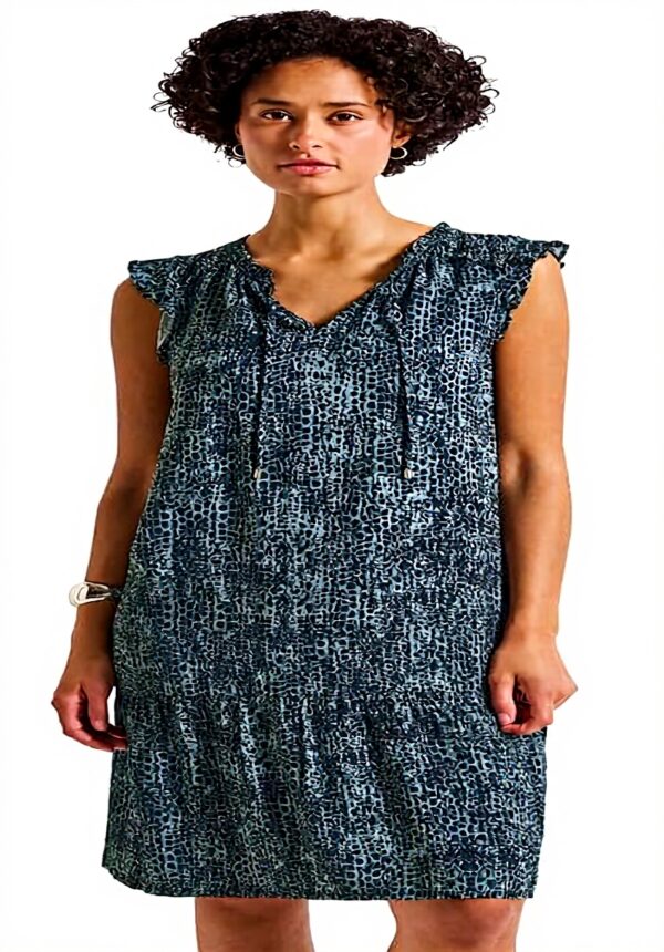 Street One Damen Snake Print Tunika-Kleid Viskose Volant