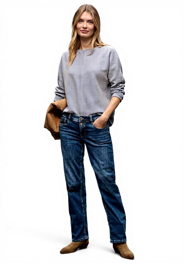 Street One Damen Two-Tone Strukturshirt T-Shirt 3/4-Arm