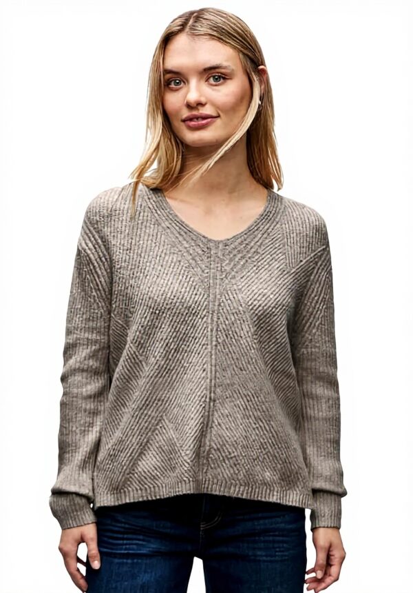 Street One Damen V-Neck Strukturpullover Strick Langarm