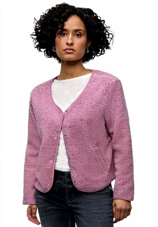 Street One Damen Strickjacke Teddy V-Ausschnitt Langarm